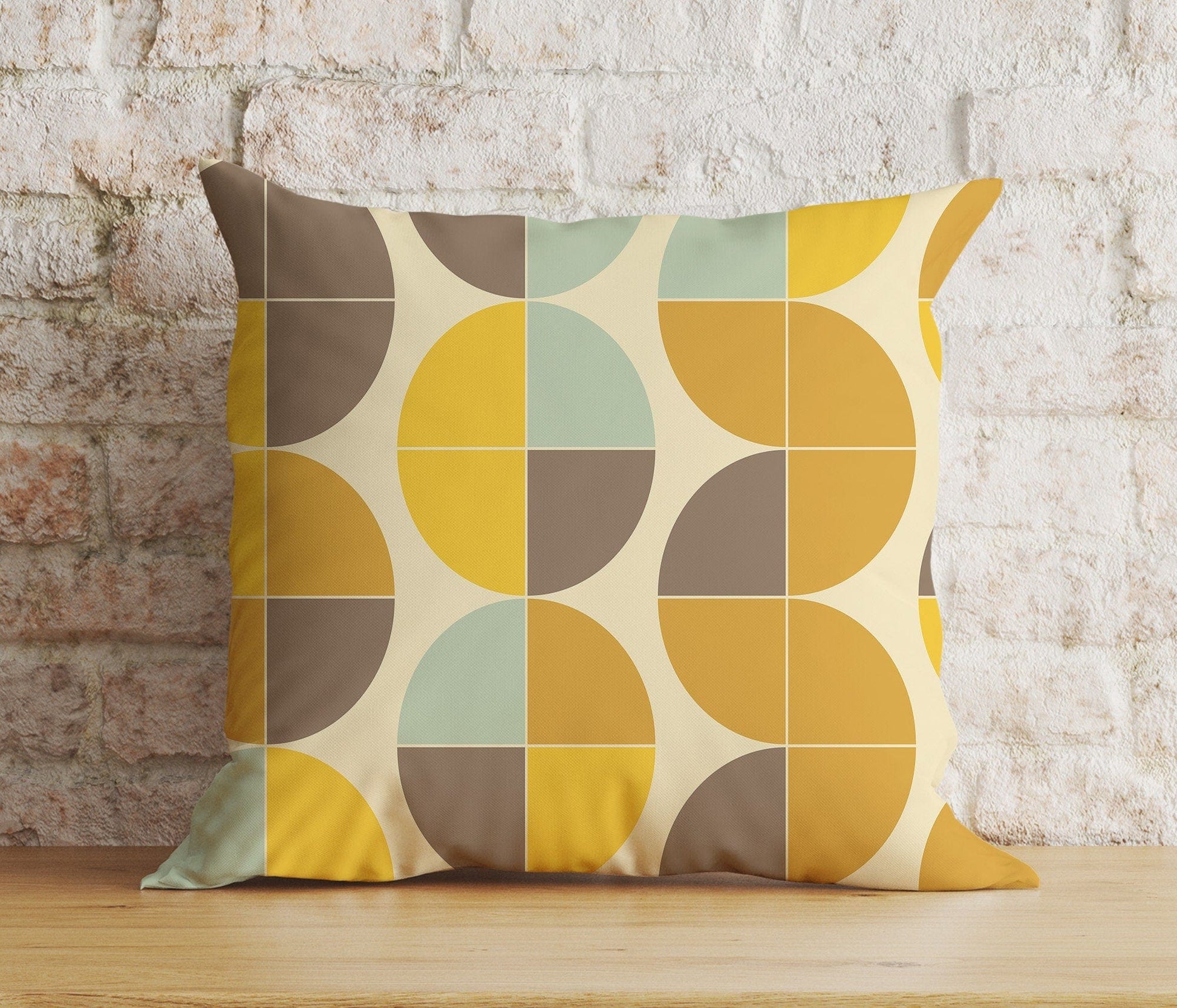 Onay 2 / 12 x 12 inch (30 x 30 cm) Double Side Geometric Retro Abstract Modern Shapes Cushion Cover