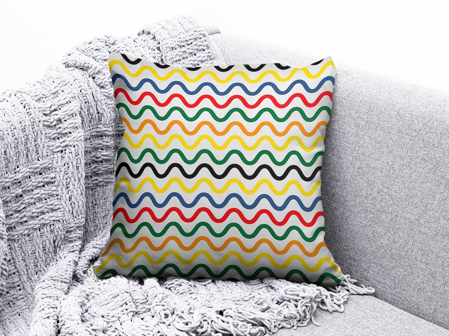 Onay 9 / 12 x 12 inch (30 x 30 cm) Geometric Wavy Round and Striped Abstract Cushion Cover