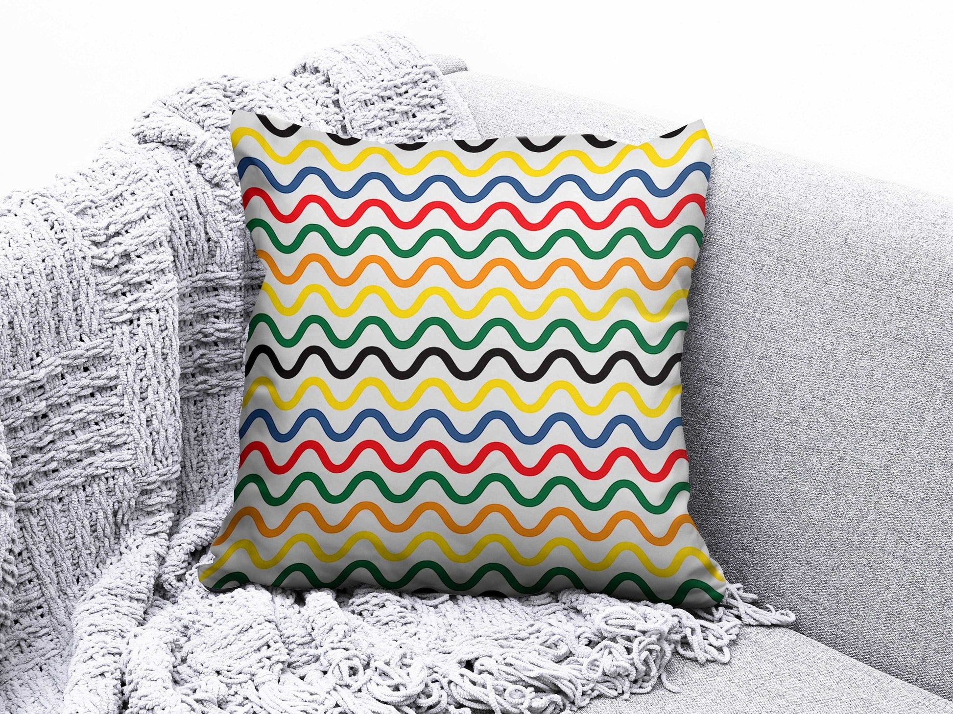 Onay 9 / 12 x 12 inch (30 x 30 cm) Geometric Wavy Round and Striped Abstract Cushion Cover