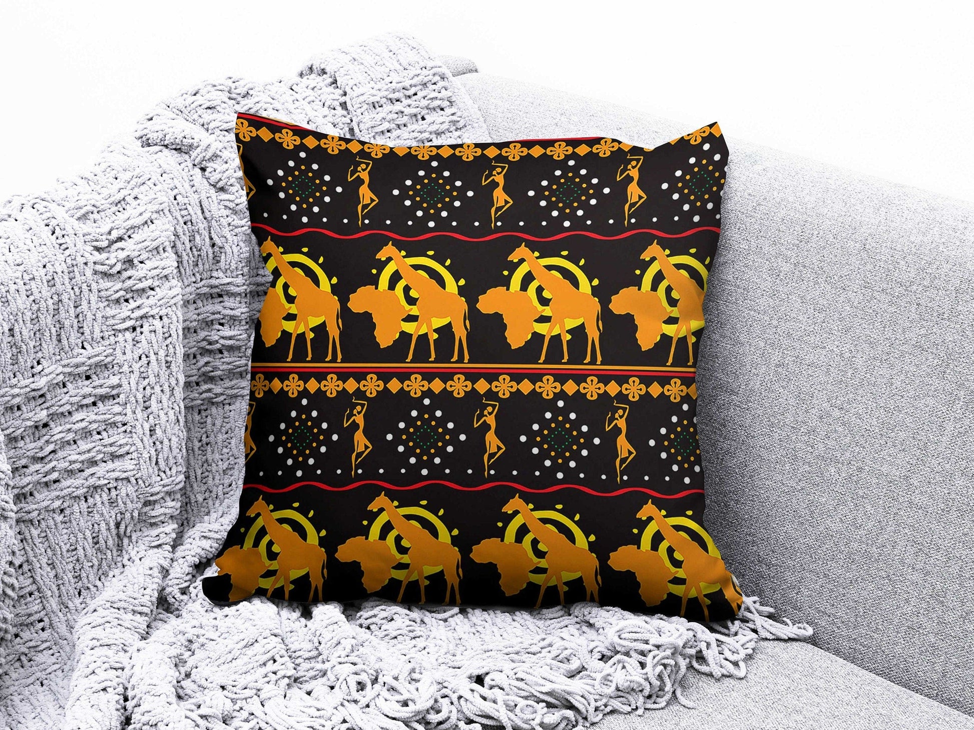 Onay 7 / 12 x 12 inch (30 x 30 cm) Geometric Wavy Round and Striped Abstract Cushion Cover