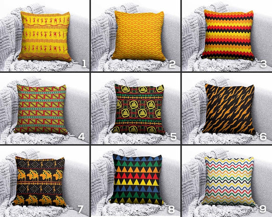 Onay Geometric Wavy Round and Striped Abstract Cushion Cover