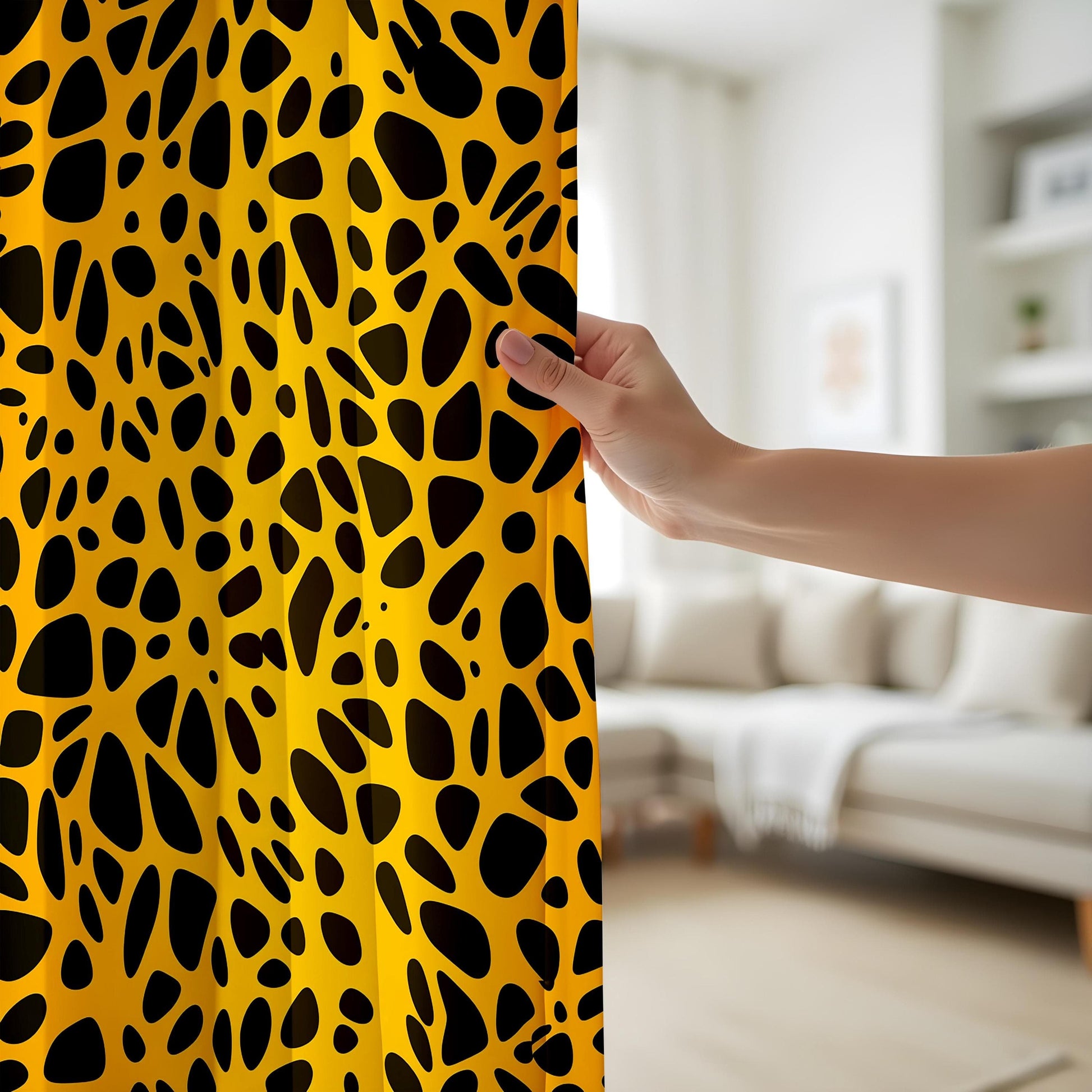 Onay Giraffe Print Window Curtains, Safari Animal Pattern Drapes