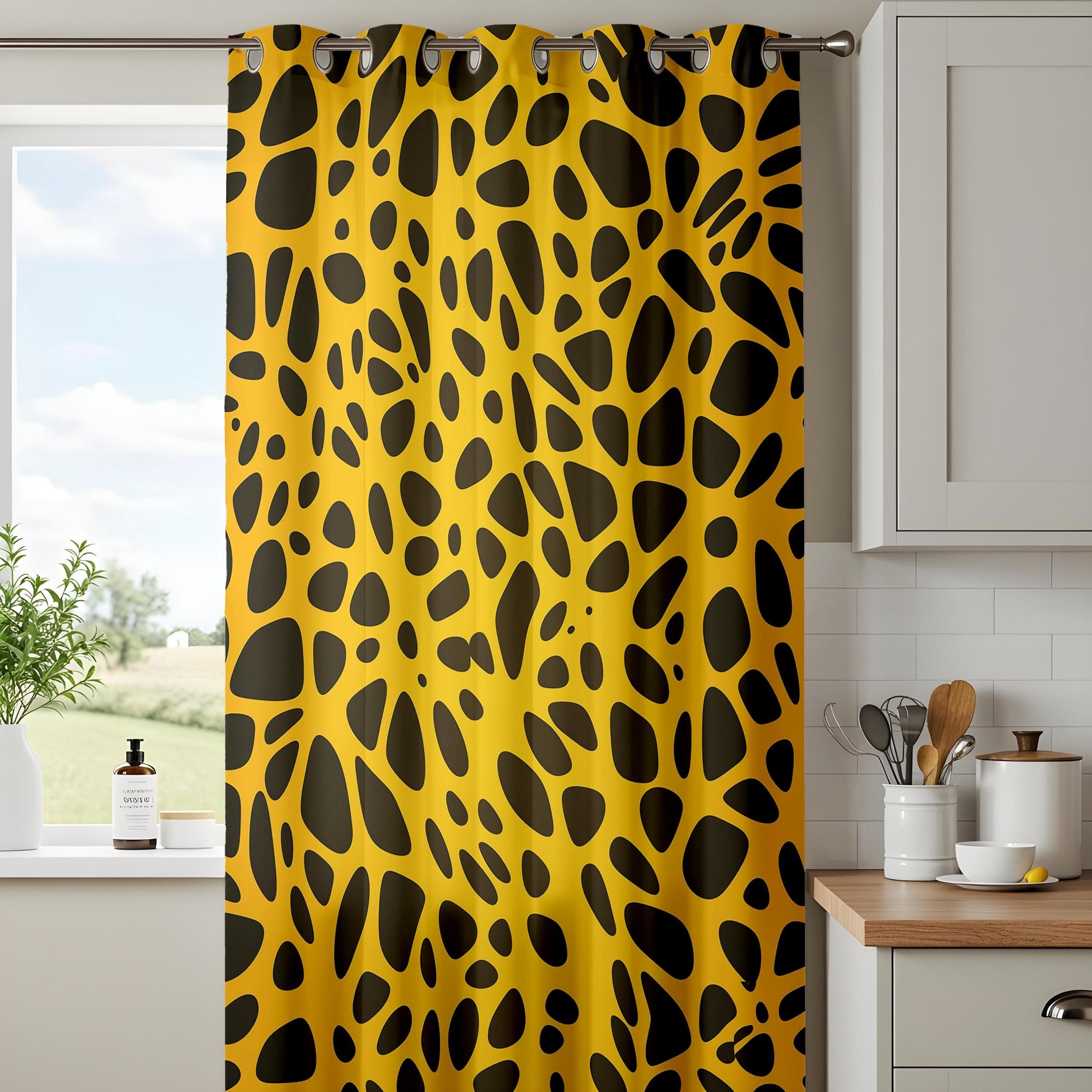 Onay Giraffe Print Window Curtains, Safari Animal Pattern Drapes