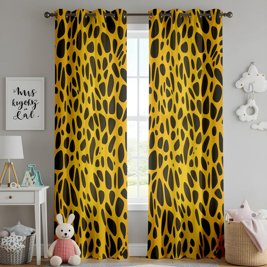 Onay Giraffe Print Window Curtains, Safari Animal Pattern Drapes