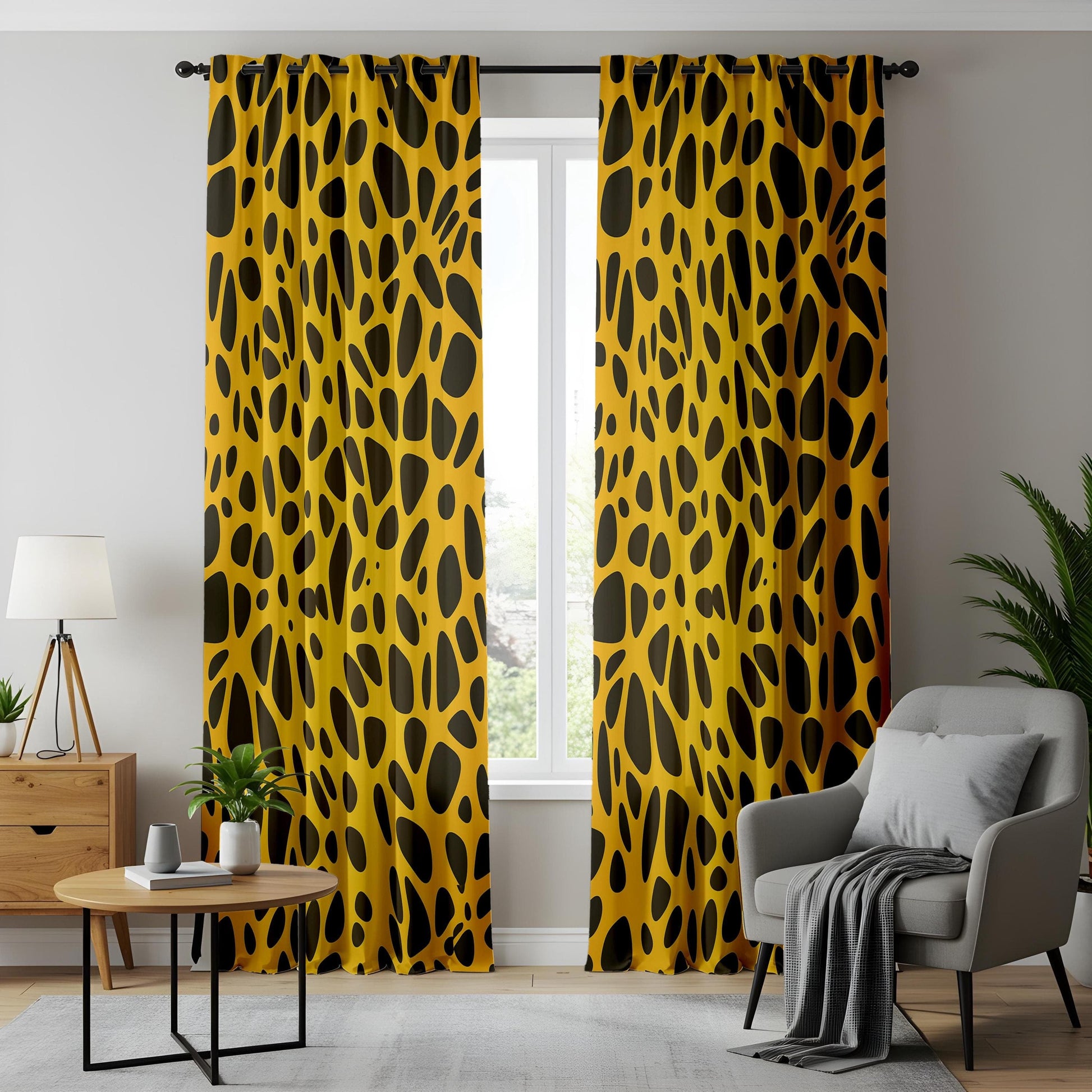 Onay Giraffe Print Window Curtains, Safari Animal Pattern Drapes