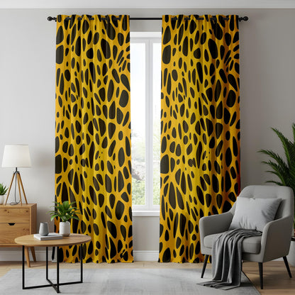 Onay Giraffe Print Window Curtains, Safari Animal Pattern Drapes