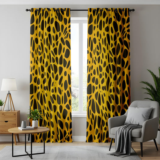 Onay Giraffe Print Window Curtains, Safari Animal Pattern Drapes