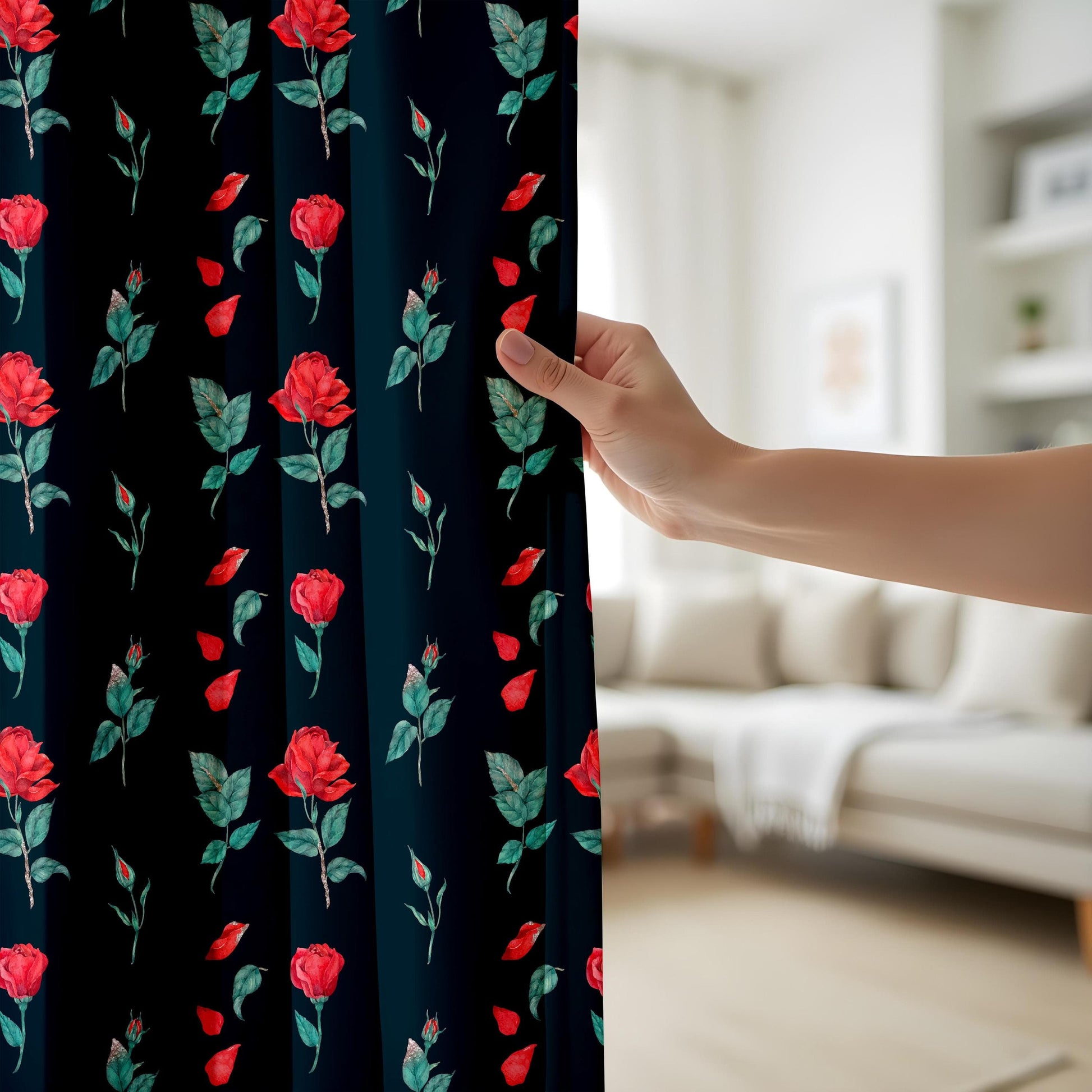 Onay Gothic Vintage Rose Curtains – Dark Aesthetic Floral Drapes