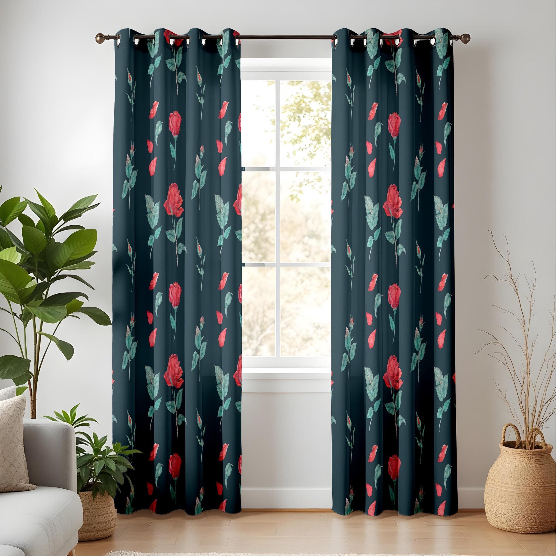 Onay Gothic Vintage Rose Curtains – Dark Aesthetic Floral Drapes