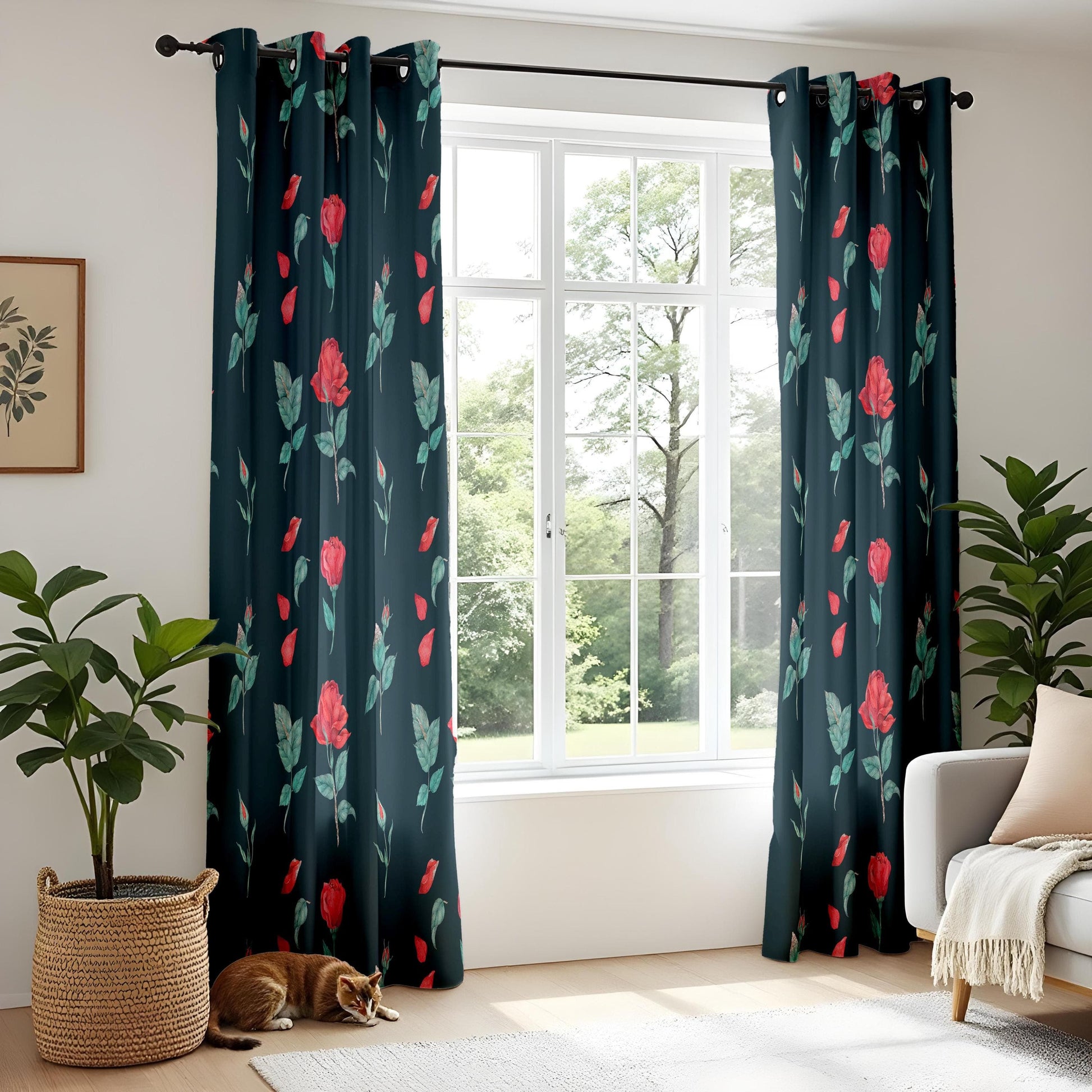 Onay Gothic Vintage Rose Curtains – Dark Aesthetic Floral Drapes