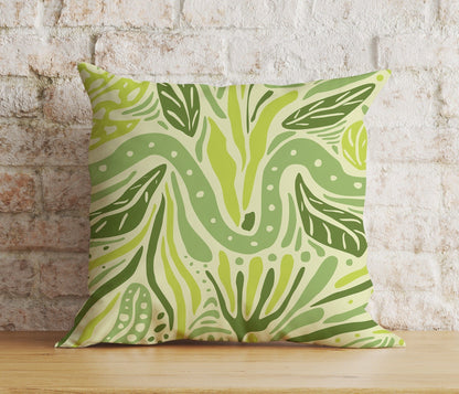 Onay 5 / 12 x 12 inch (30 x 30 cm) Double Side Green Leaf Botanical Stylish Green Patterns Cushion Cover