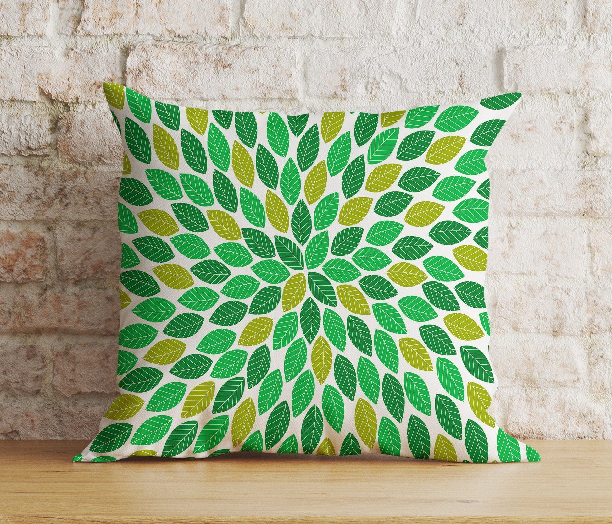 Onay 4 / 12 x 12 inch (30 x 30 cm) Double Side Green Leaf Botanical Stylish Green Patterns Cushion Cover