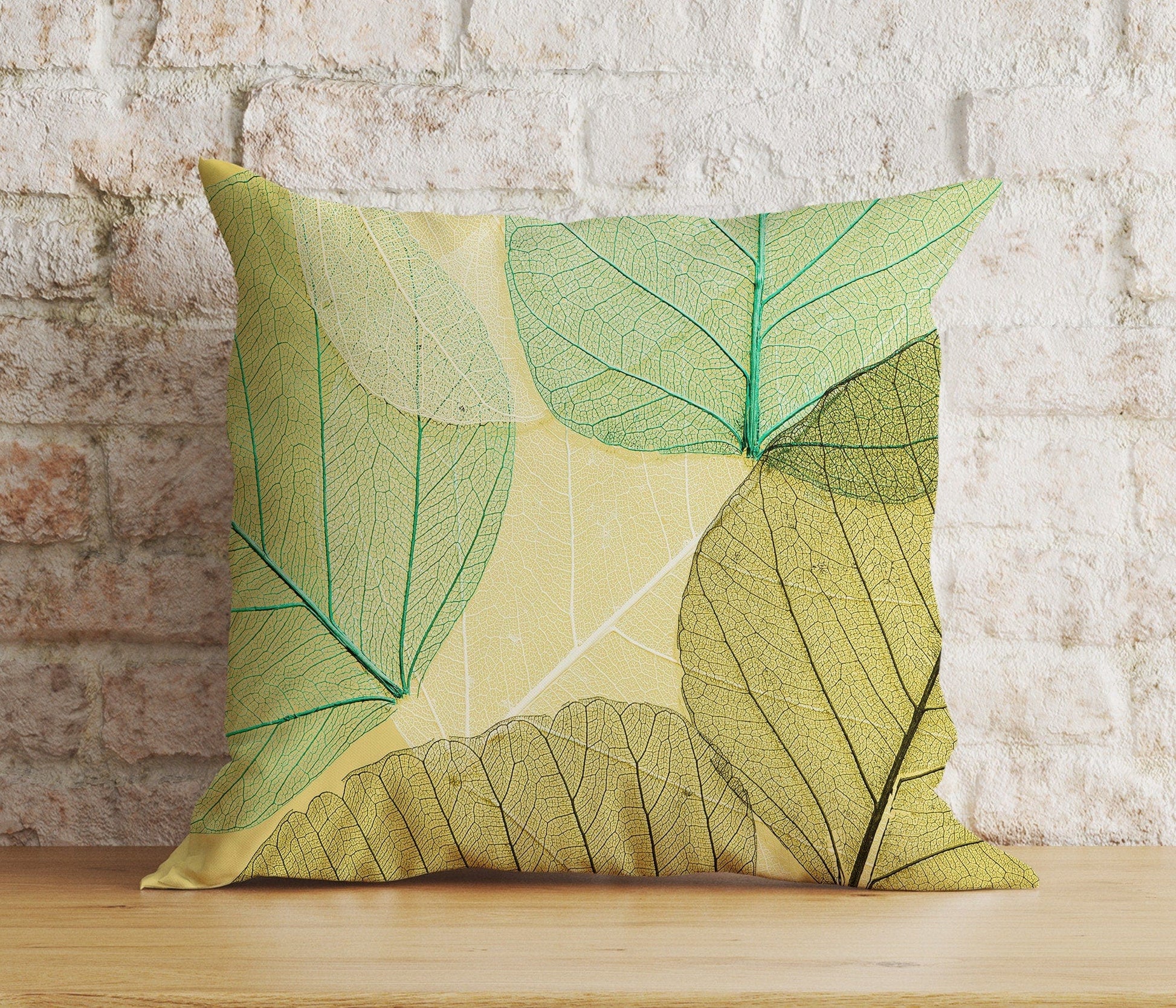 Onay 3 / 12 x 12 inch (30 x 30 cm) Double Side Green Leaf Botanical Stylish Green Patterns Cushion Cover