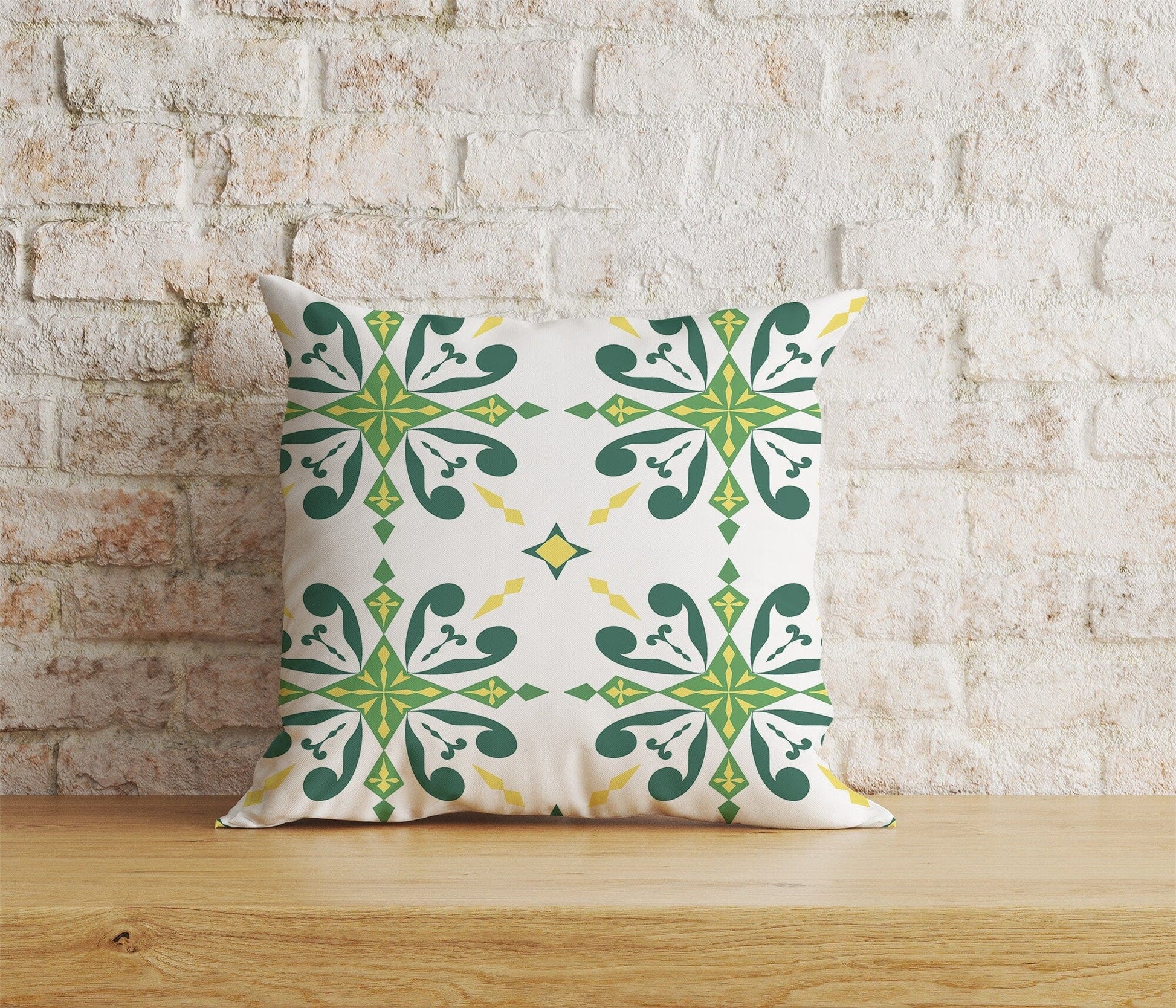 Onay 1 / 12 x 12 inch (30 x 30 cm) Green Tiles Spanish Tiles Ethnic Home Cushion Cover