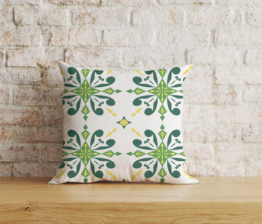 Onay 1 / 12 x 12 inch (30 x 30 cm) Green Tiles Spanish Tiles Ethnic Home Cushion Cover