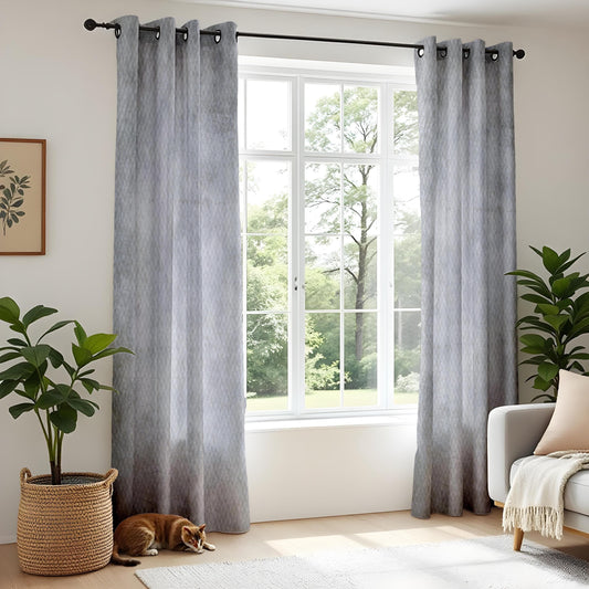 Onay Grey Living Room Curtains, Modern Textured Gray Drapes