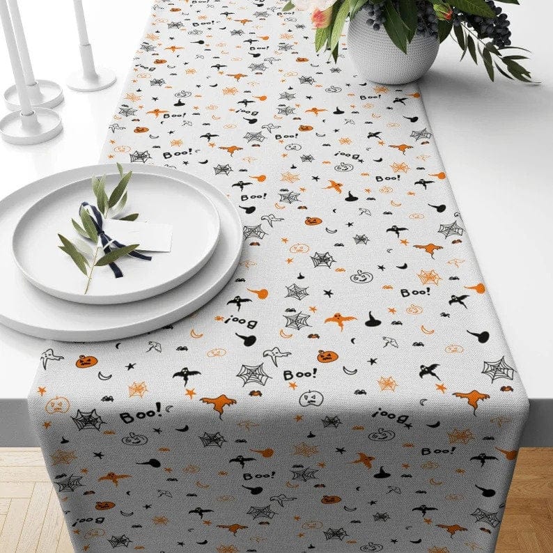 Onay 4 / 12 x 46 inch (30 x 120 cm) Halloween Candy Table Runner Boo Halloween Tablecloth