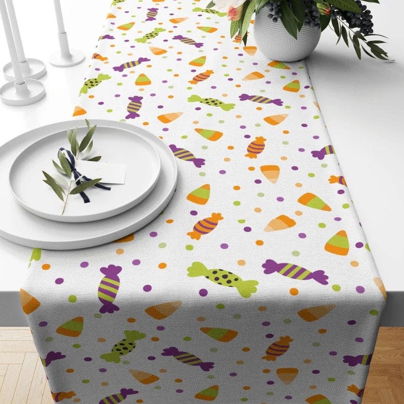 Onay 3 / 12 x 46 inch (30 x 120 cm) Halloween Candy Table Runner Boo Halloween Tablecloth