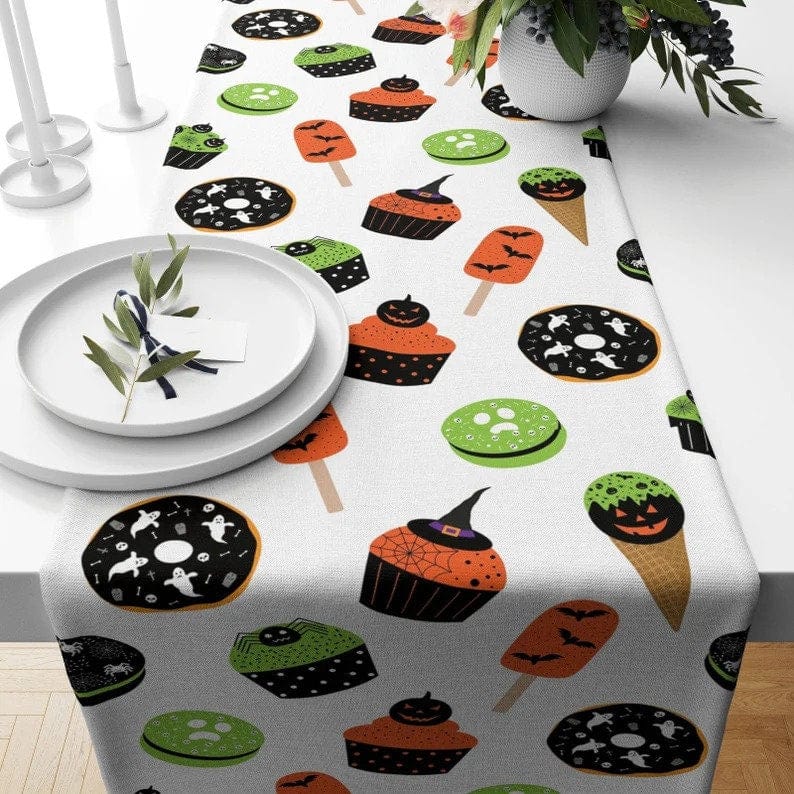Onay 2 / 12 x 46 inch (30 x 120 cm) Halloween Candy Table Runner Boo Halloween Tablecloth