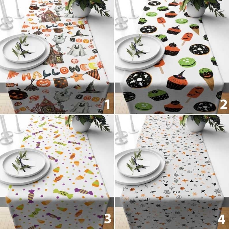 Onay Halloween Candy Table Runner Boo Halloween Tablecloth