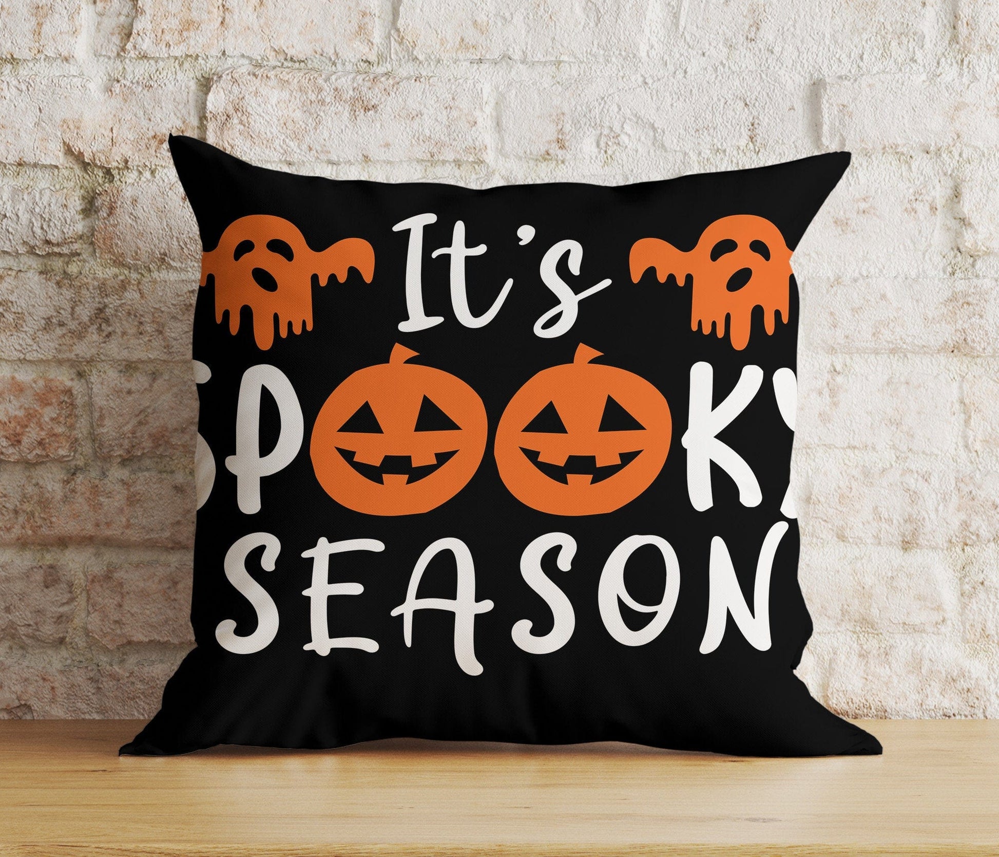 Onay 8 / 12 x 12 inch (30 x 30 cm) Double Side Halloween Carved Orange Pumpkin Spider Web Skull Cushion Cover