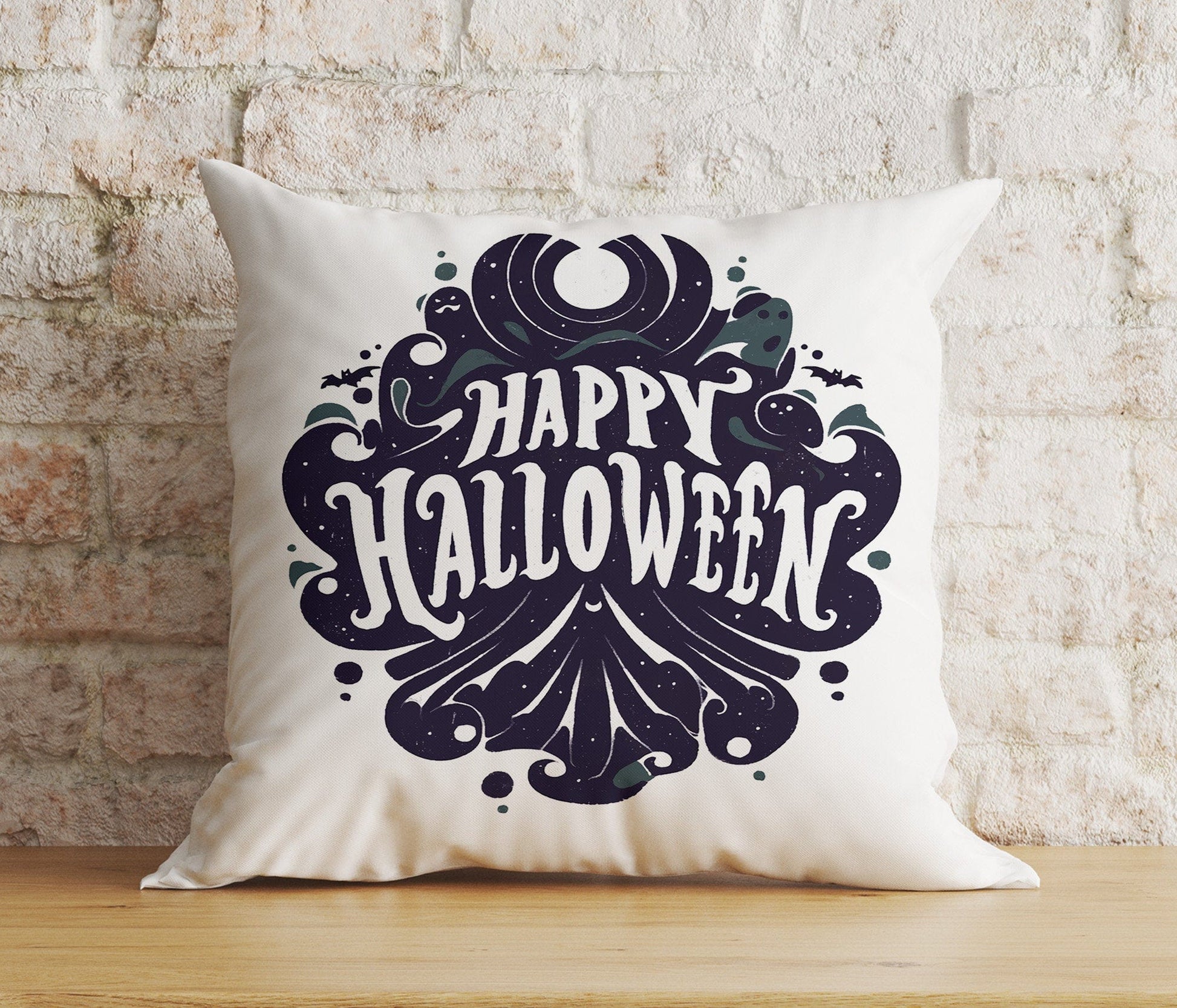 Onay 7 / 12 x 12 inch (30 x 30 cm) Double Side Halloween Carved Orange Pumpkin Spider Web Skull Cushion Cover