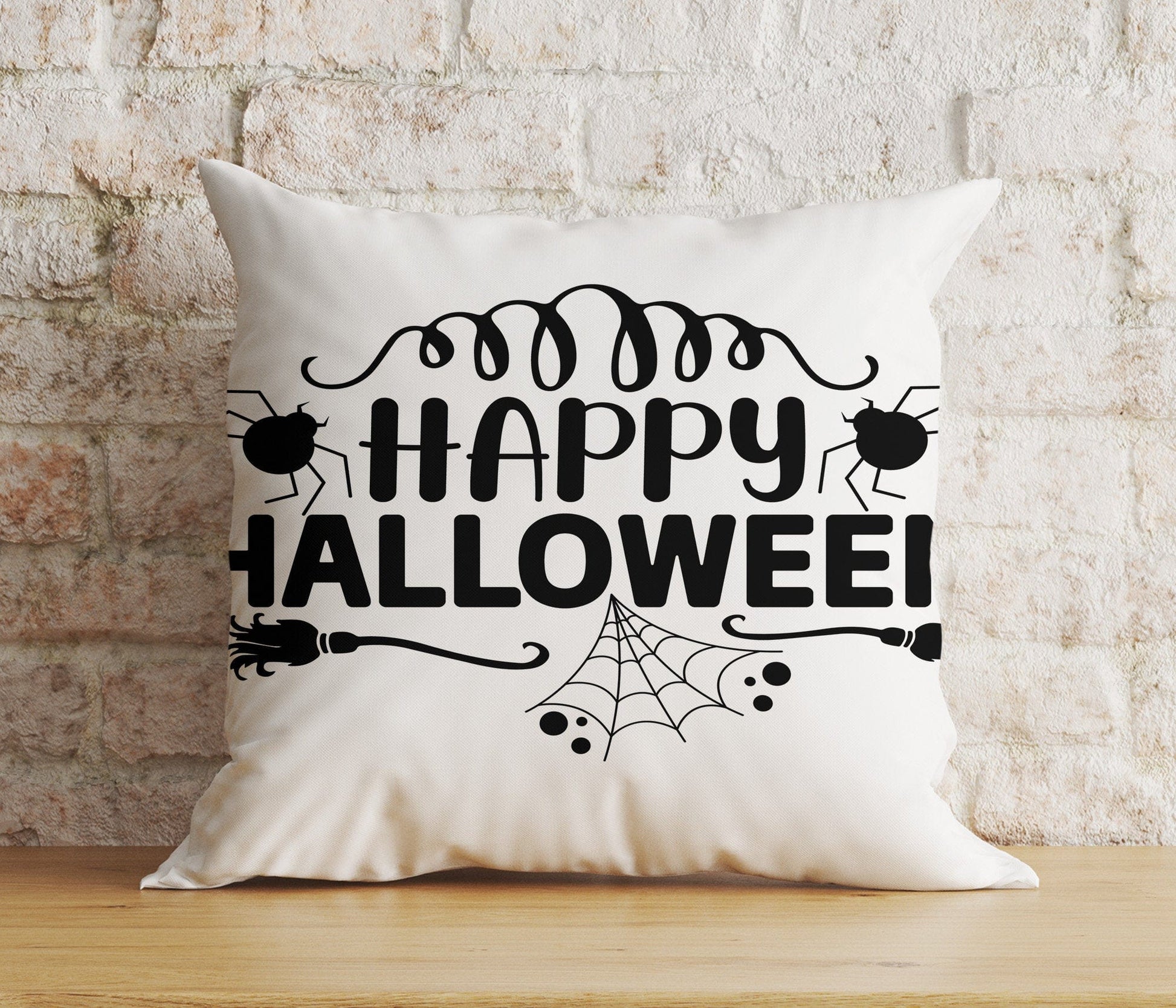 Onay 6 / 12 x 12 inch (30 x 30 cm) Double Side Halloween Carved Orange Pumpkin Spider Web Skull Cushion Cover