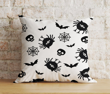 Onay 5 / 12 x 12 inch (30 x 30 cm) Double Side Halloween Carved Orange Pumpkin Spider Web Skull Cushion Cover