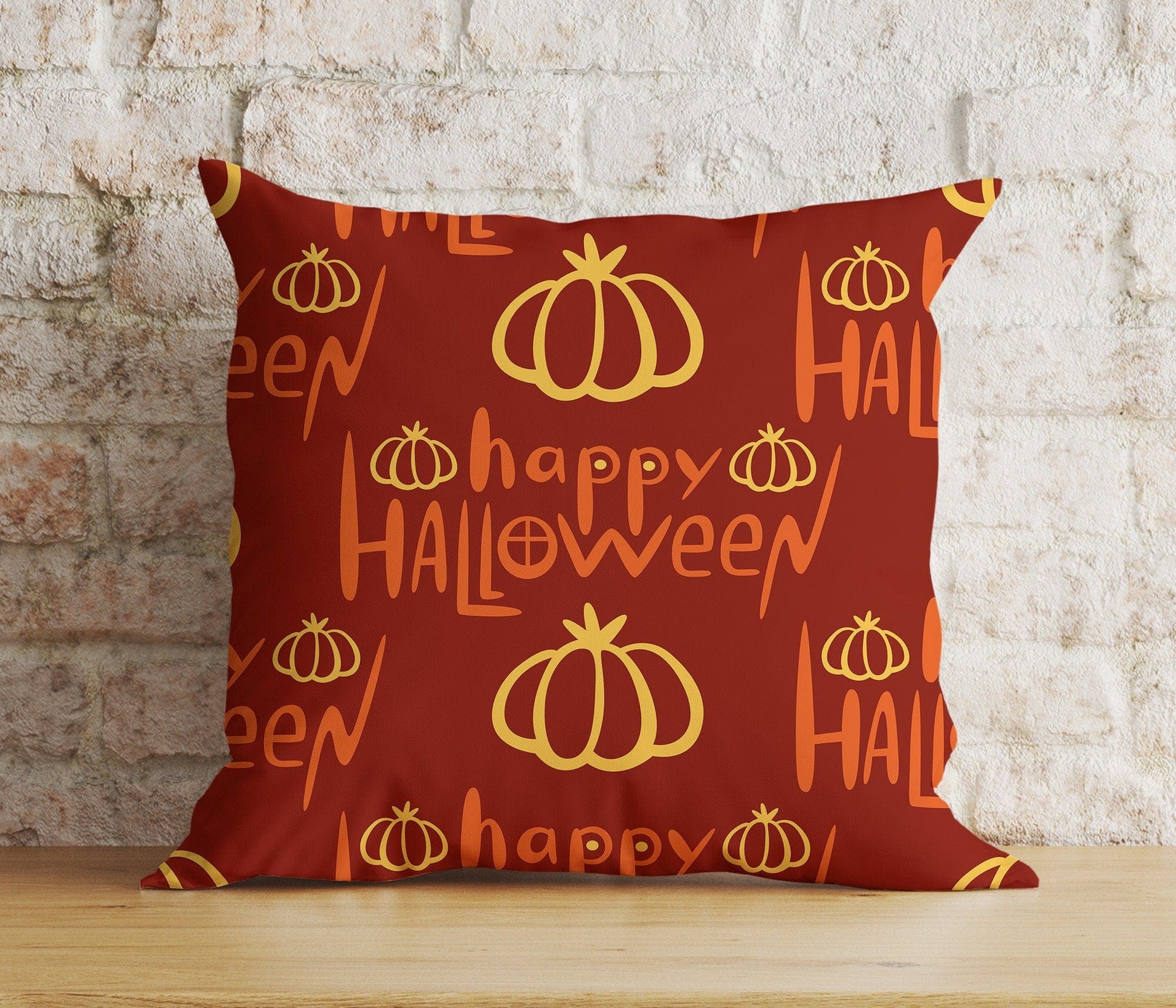 Onay 2 / 12 x 12 inch (30 x 30 cm) Double Side Halloween Castle Carved Pumpkin Trick or Treat Red Cushion Cover