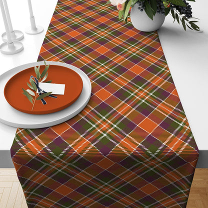 Onay Table Runner 1 / 12 x 46 inch (30 x 120 cm) Halloween Checkered Table Runner Tartan Fall Plaid Kitchen Runner Striped Table Linens