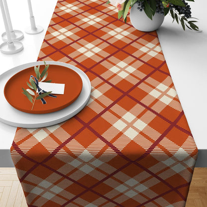 Onay Table Runner 2 / 12 x 46 inch (30 x 120 cm) Halloween Checkered Table Runner Tartan Fall Plaid Kitchen Runner Striped Table Linens