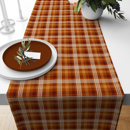 Onay Table Runner 4 / 12 x 46 inch (30 x 120 cm) Halloween Checkered Table Runner Tartan Fall Plaid Kitchen Runner Striped Table Linens
