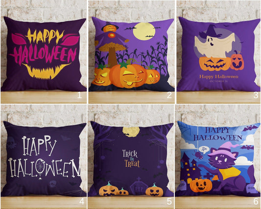 Onay Halloween Cushion Cover Orange Purple Halloween Party Pillow Cover