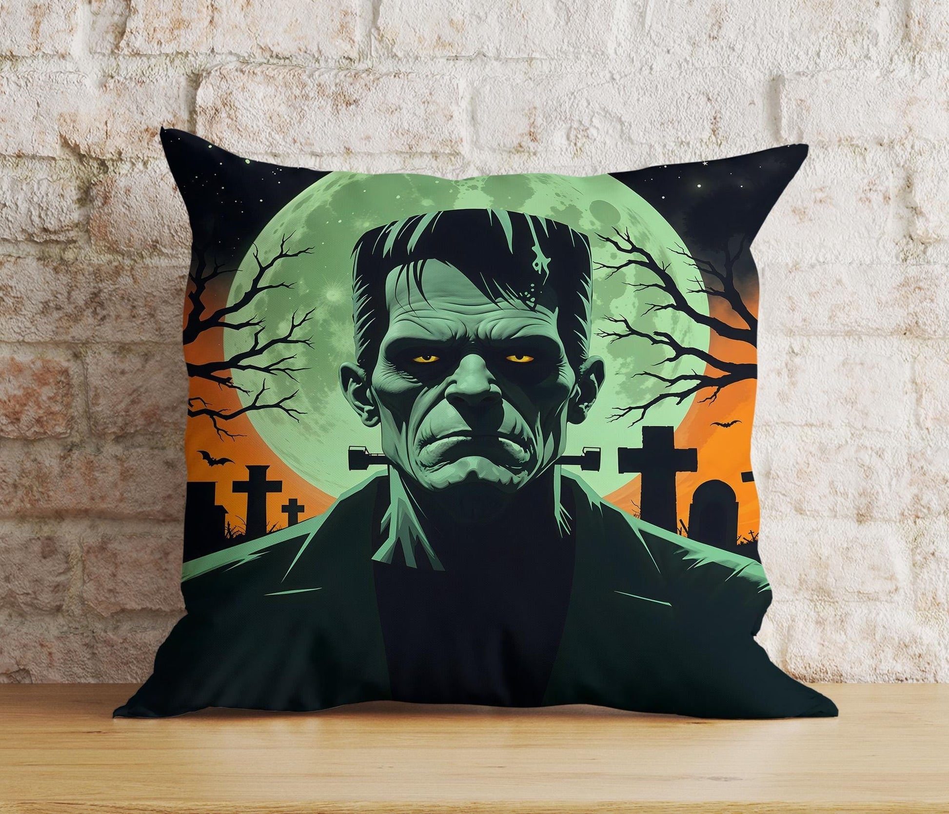 Onay Cushion Covers 3 / 12 x 12 inch (30 x 30 cm) Double Side Halloween Frankenstein Pillow Covers Halloween Zombie Cushion Covers