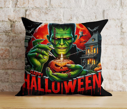 Onay Cushion Covers 2 / 12 x 12 inch (30 x 30 cm) Double Side Halloween Frankenstein Pillow Covers Halloween Zombie Cushion Covers
