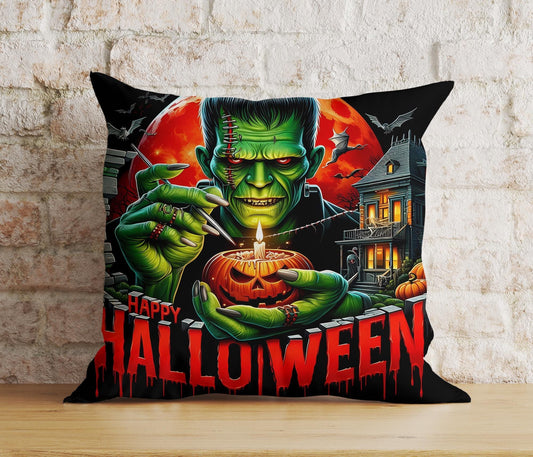 Onay Cushion Covers 2 / 12 x 12 inch (30 x 30 cm) Double Side Halloween Frankenstein Pillow Covers Halloween Zombie Cushion Covers