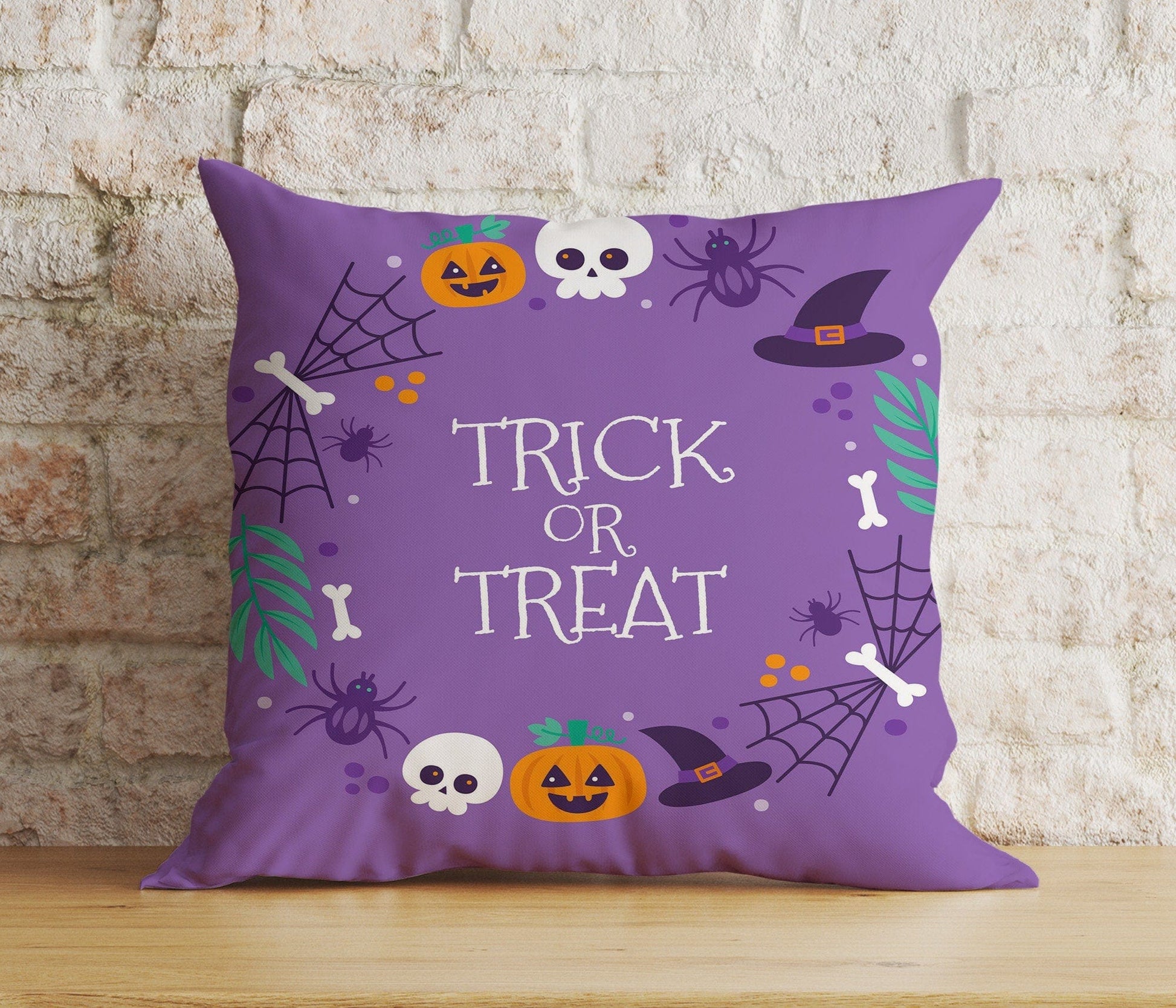 Onay 9 / 12 x 12 inch (30 x 30 cm) Double Side Halloween Ghost Bats,Spiders,Pumpkins Spooky Cushion Cover