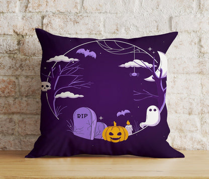Onay 3 / 12 x 12 inch (30 x 30 cm) Double Side Halloween Ghost Bats,Spiders,Pumpkins Spooky Cushion Cover