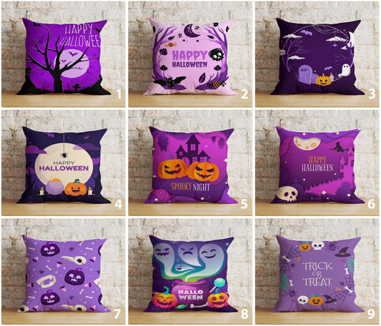 Onay Halloween Ghost Bats,Spiders,Pumpkins Spooky Cushion Cover