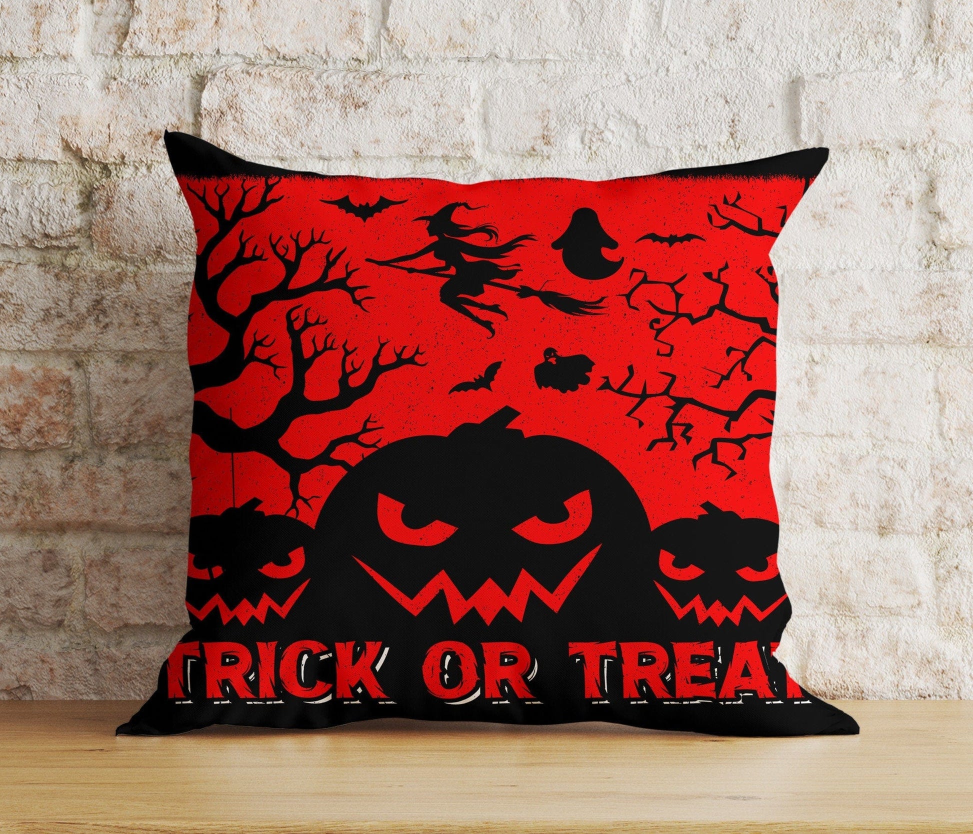 Onay 8 / 12 x 12 inch (30 x 30 cm) Double Side Halloween Ghost Pumpkin Spider Tombstone Red&Black Cushion Cover