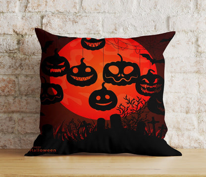 Onay 5 / 12 x 12 inch (30 x 30 cm) Double Side Halloween Ghost Pumpkin Spider Tombstone Red&Black Cushion Cover