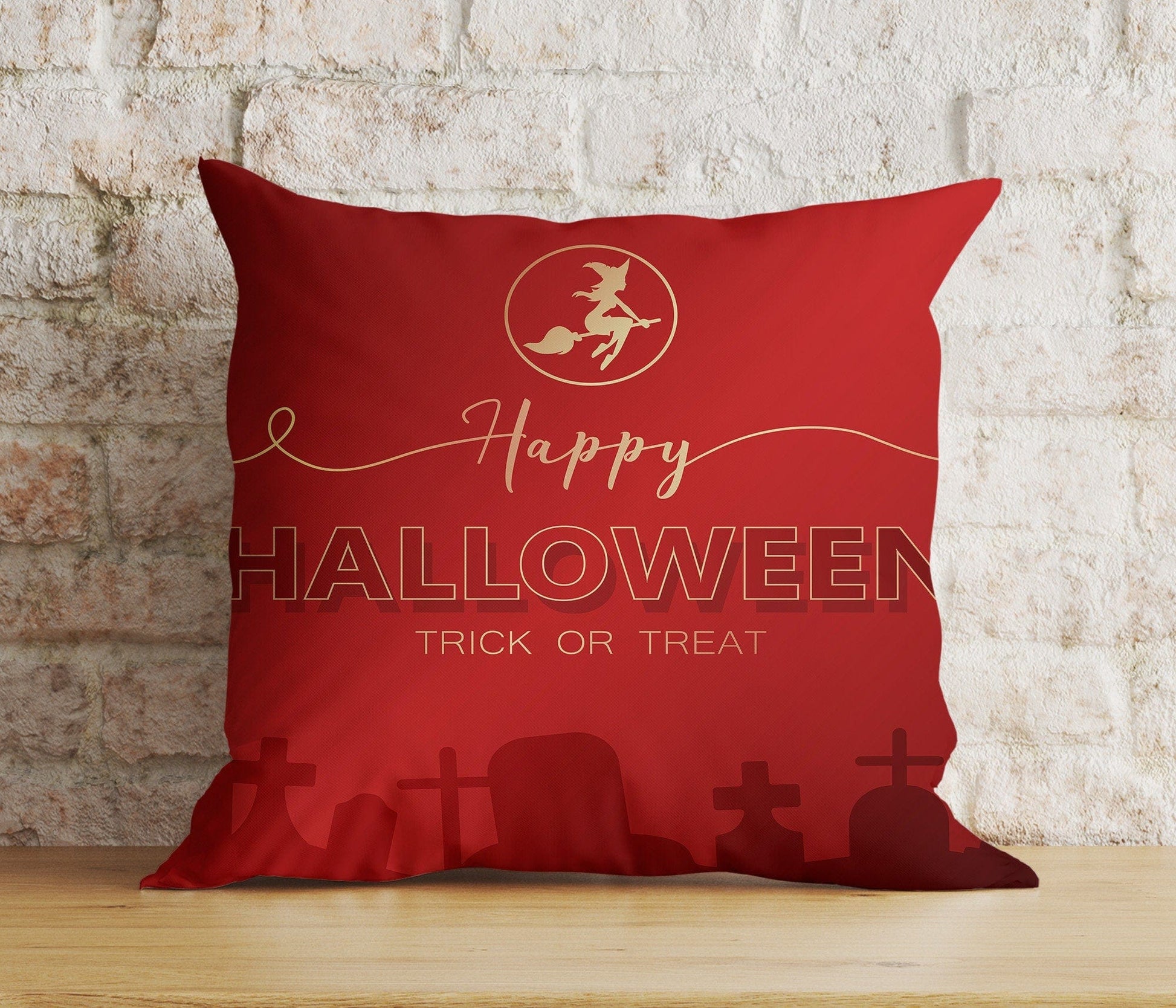 Onay 4 / 12 x 12 inch (30 x 30 cm) Double Side Halloween Ghost Pumpkin Spider Tombstone Red&Black Cushion Cover