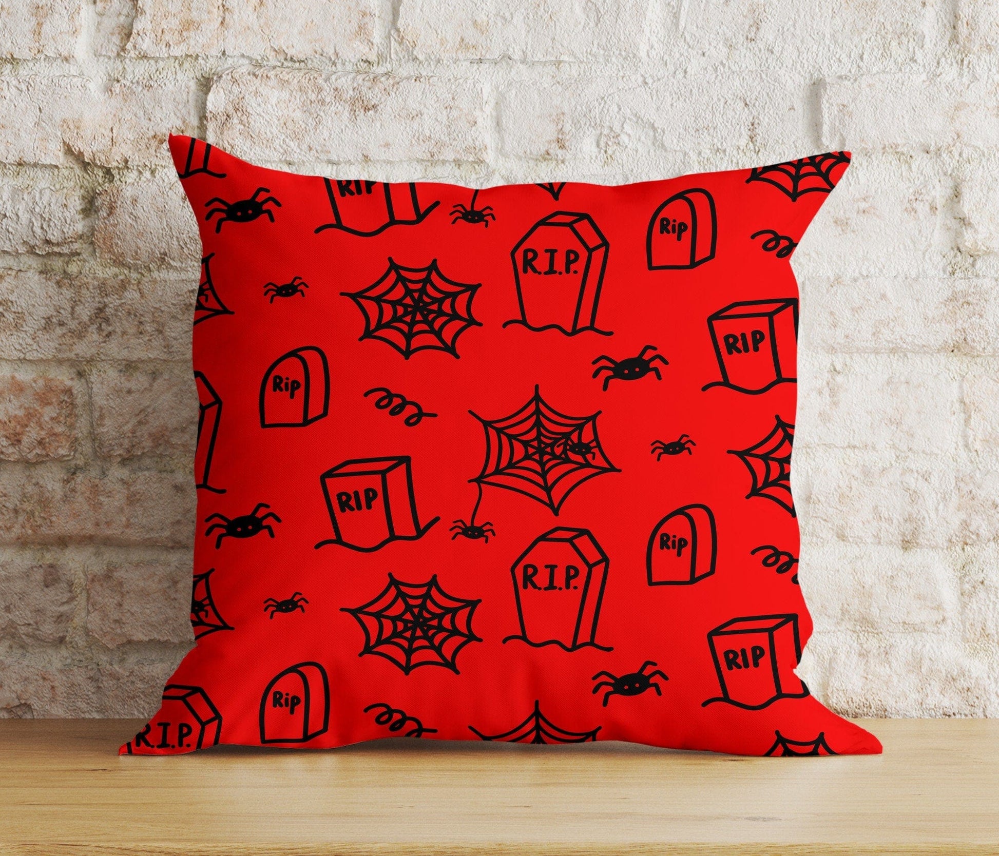 Onay 3 / 12 x 12 inch (30 x 30 cm) Double Side Halloween Ghost Pumpkin Spider Tombstone Red&Black Cushion Cover
