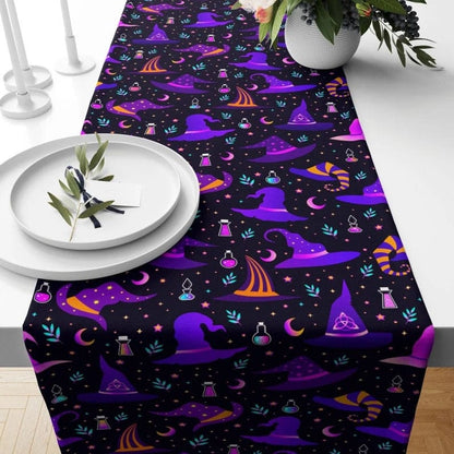 Onay Table Runner 1 / 12 x 46 inch (30 x 120 cm) Halloween Orange Purple Black Table Linens or Tablecloth