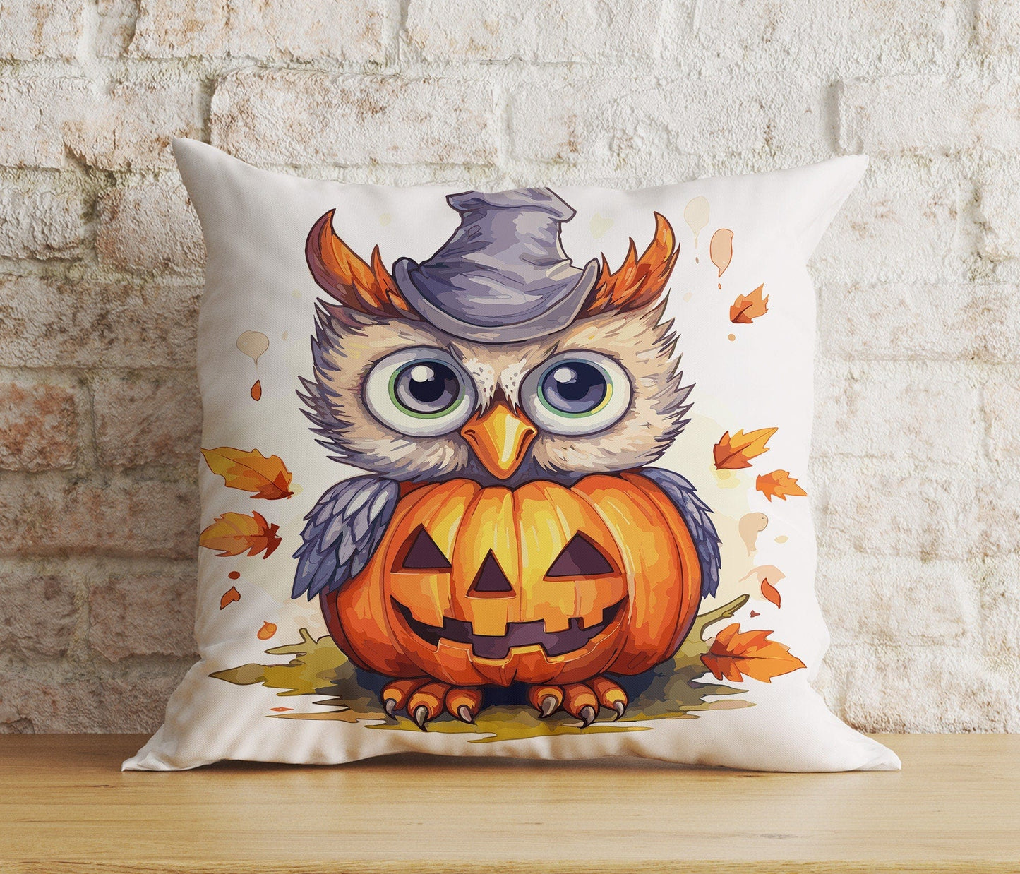 Onay 4 / 12 x 12 inch (30 x 30 cm) Double Side Halloween Owl Pumpkin Bird Pumpkin Trick or Treat Cushion Cover