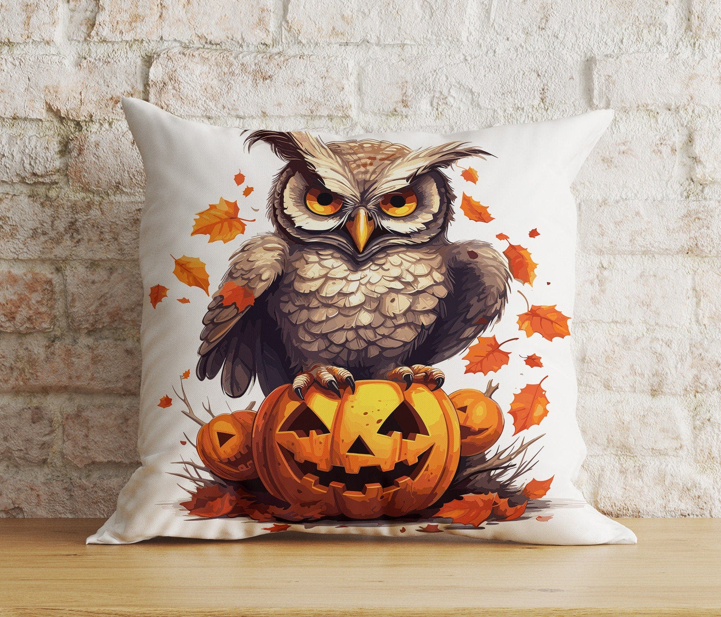 Onay 2 / 12 x 12 inch (30 x 30 cm) Double Side Halloween Owl Pumpkin Bird Pumpkin Trick or Treat Cushion Cover