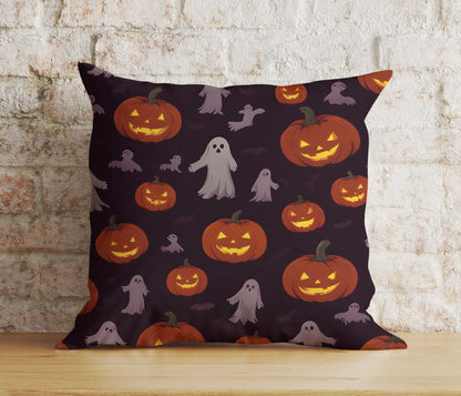 Onay 9 / 12 x 12 inch (30 x 30 cm) Double Side Halloween Spooky Carved Pumpkin Ghost Bats Decor Cushion Cover