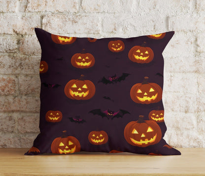 Onay 5 / 12 x 12 inch (30 x 30 cm) Double Side Halloween Spooky Carved Pumpkin Ghost Bats Decor Cushion Cover