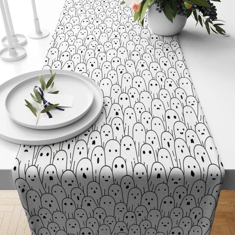 Onay 2 / 12 x 46 inch (30 x 120 cm) Halloween Spooky Ghost Table Runner Halloween Party Tablecloth