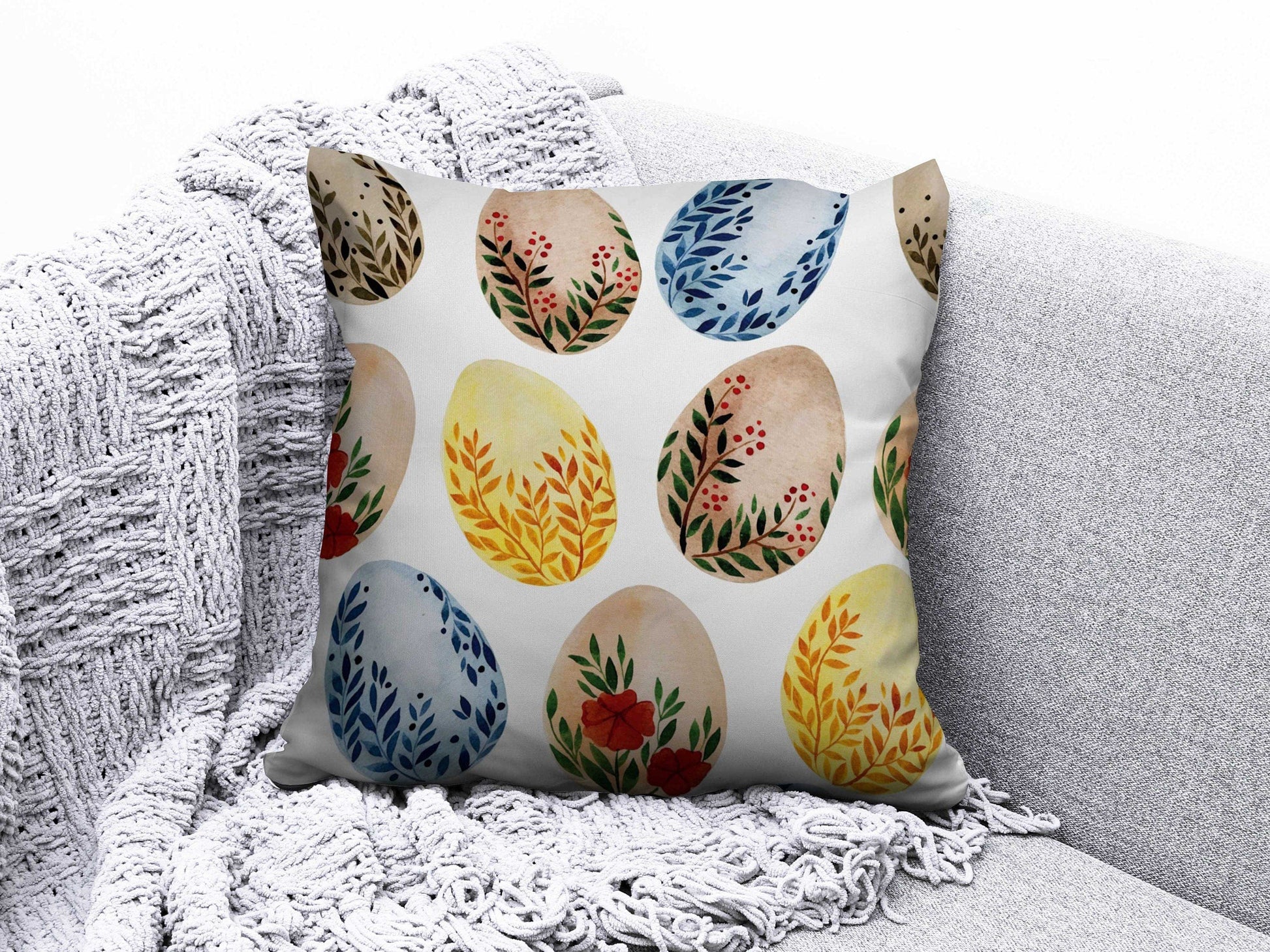 Onay 4 / 12 x 12 inch (30 x 30 cm) Double Side Happy Easter Egg Easter Gifts Easter Cushion Cover